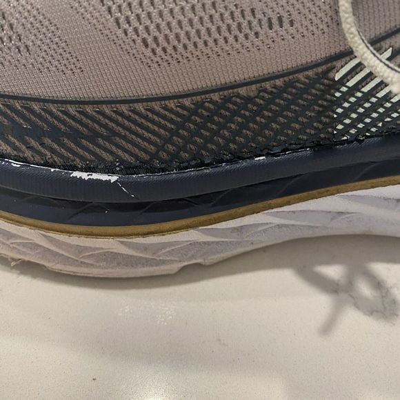 HOKA ONE ONE M Bondi 5 Gray Blue Gold Running Shoes Size 11 1014757 CGMN - Picture 8 of 10